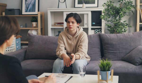 Teen mental health therapy session discussing mental health myths vs facts.